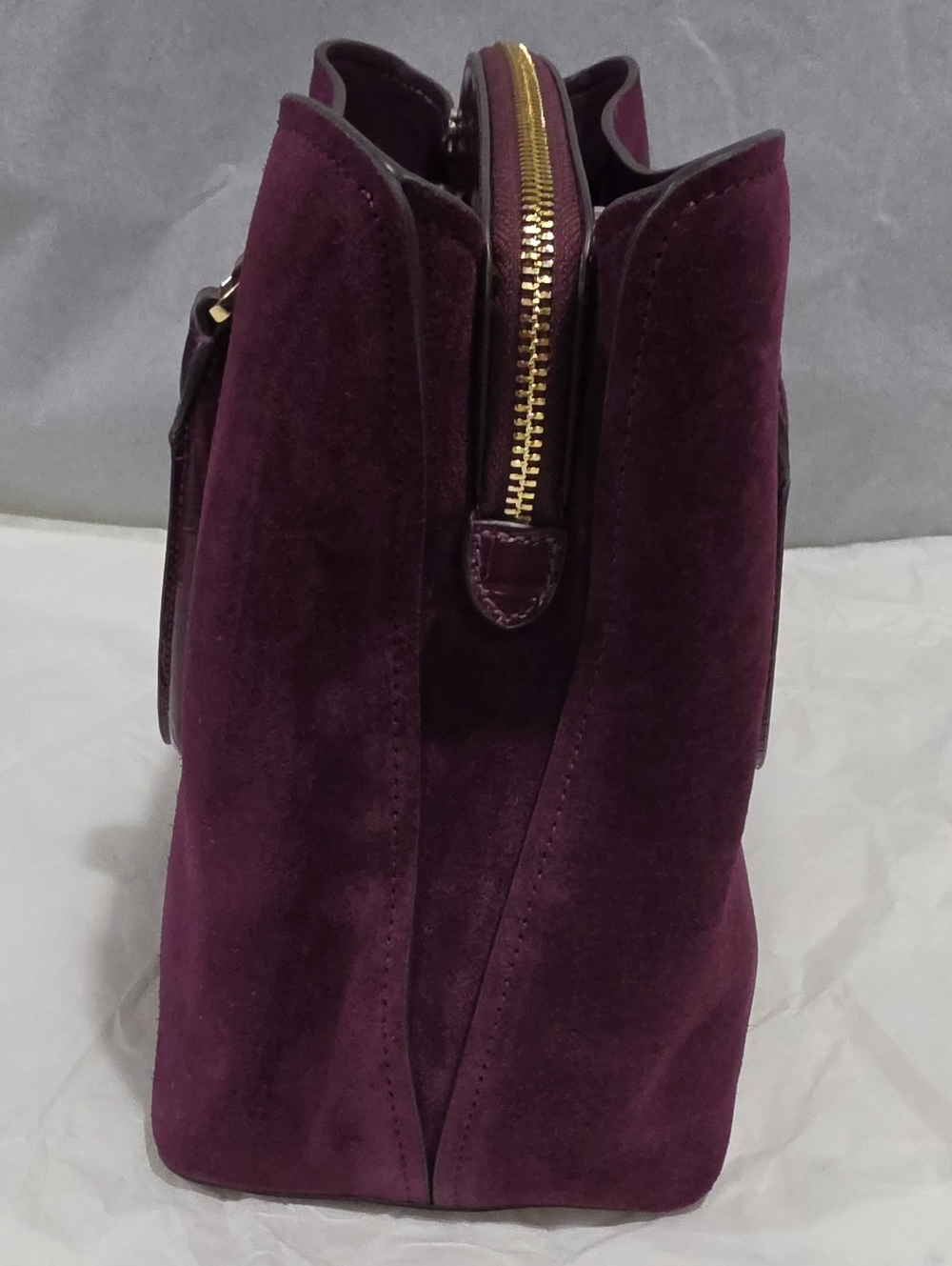 Kate Spade Thompson Street Suede And Croc Embossed Satchel Bag, Deep Cherry - Picture 10 of 13